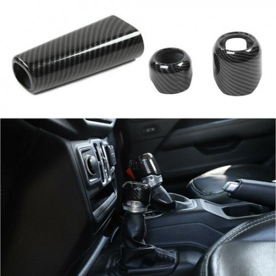 Handbrake Brake /Gear Shift /4WD Knob Trim Cover For Jeep Wrangler JL 18+ Carbon