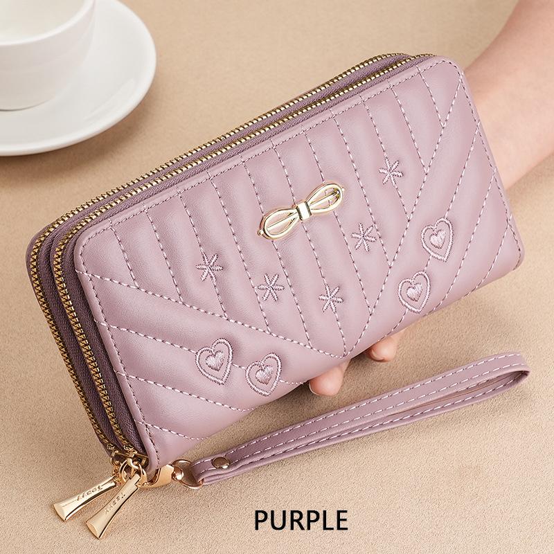 

Новый женский кошелек для девочек, длинный, большой емкости, модный кошелек на молнии фиолетовый