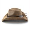 Faux Leather Western Cowboy Hats with Cow Band Vintage Roll Brim Gentleman Cowgirl Jazz Hat Outdoor Travel Party Street Hat