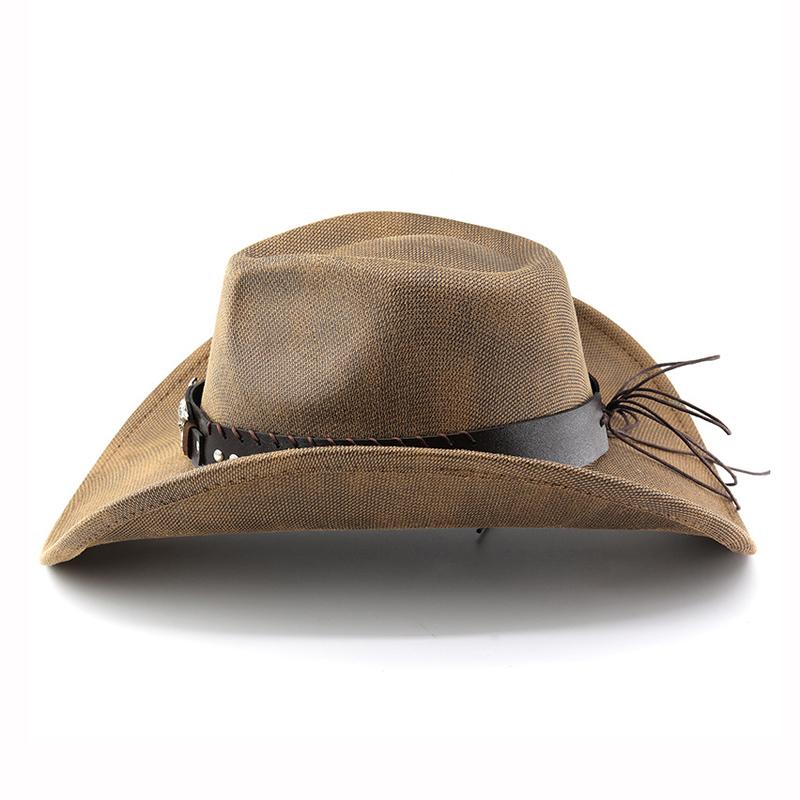 Faux Leather Western Cowboy Hats with Cow Band Vintage Roll Brim Gentleman Cowgirl Jazz Hat Outdoor Travel Party Street Hat