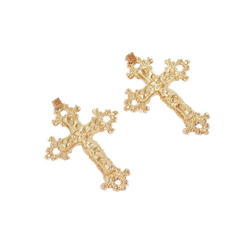Metal cross earrings hot-selling alloy accessories women's fashion retro niche hollow flower earrings