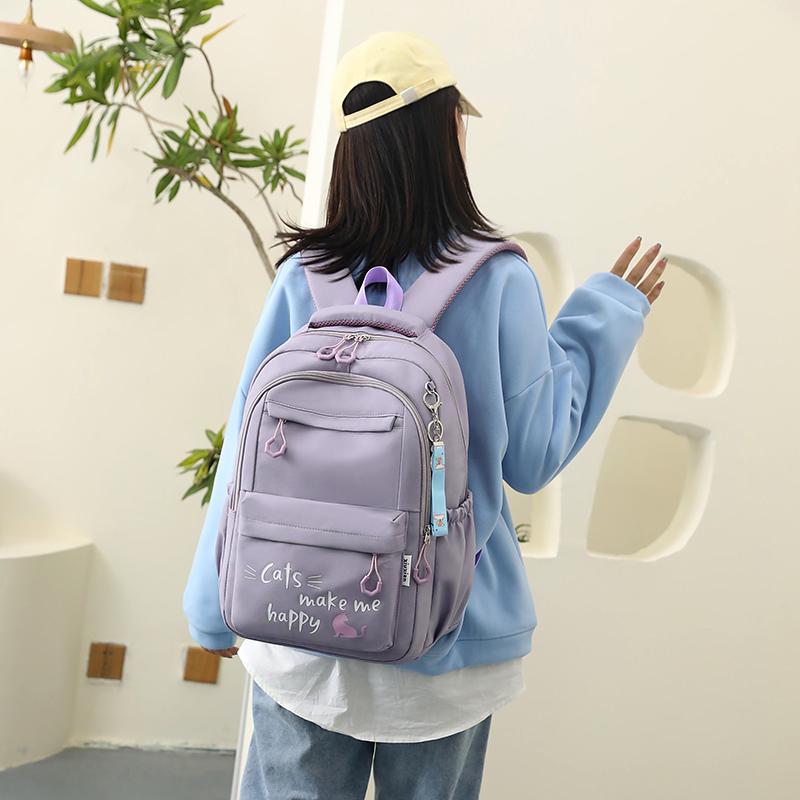 Lightweight Student Schoolbag Letter Print Water-Repellent Backpack Women's Large Capacity Backpack