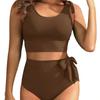 Women Push Up Bikini Set Two Pieces High Waist Tummy Control Swimsuits Bathing Suits Beachwear Water Sports Wear