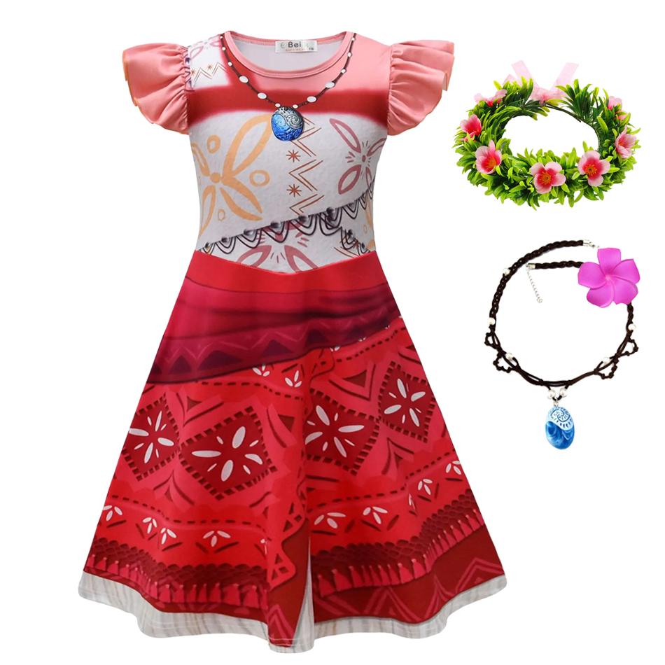 Nuovo Film Oceania 2 Vestito da Bambina Costume per Festa di Halloween Abito Elegante da Principessa Bambini Outfit Vaiana Vestito