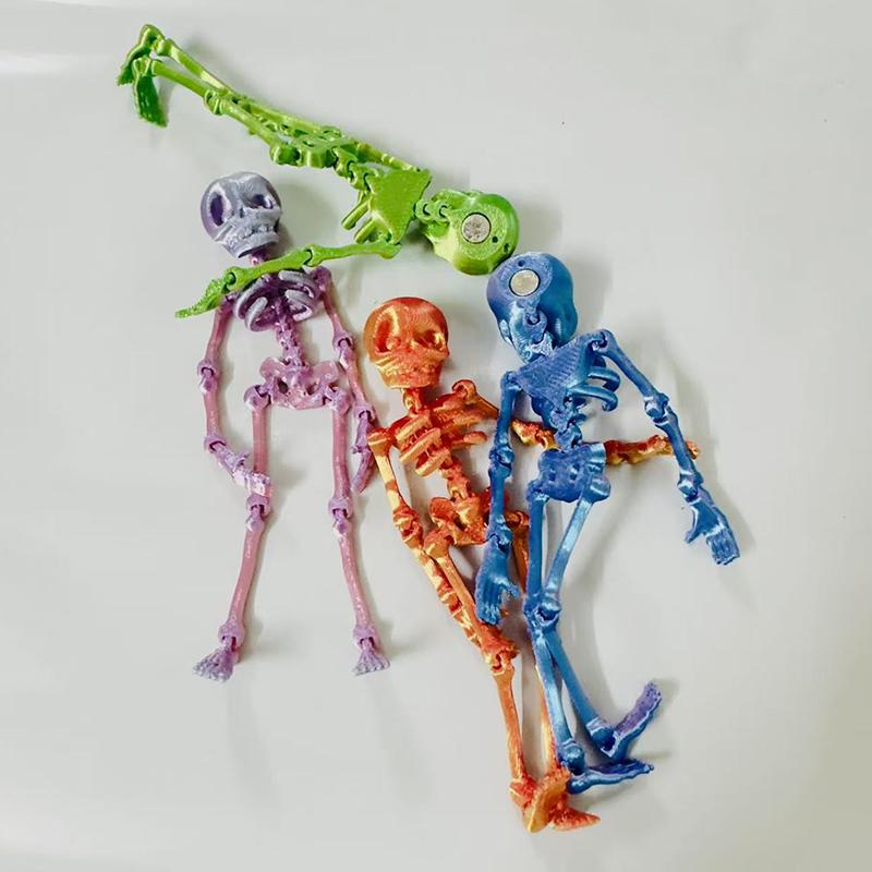 3D Printed Magnetic Skeleton Coloful Realistic Movable Skeleton Magnet For Fridge Articulated Magnetic Refrigerator Sticker