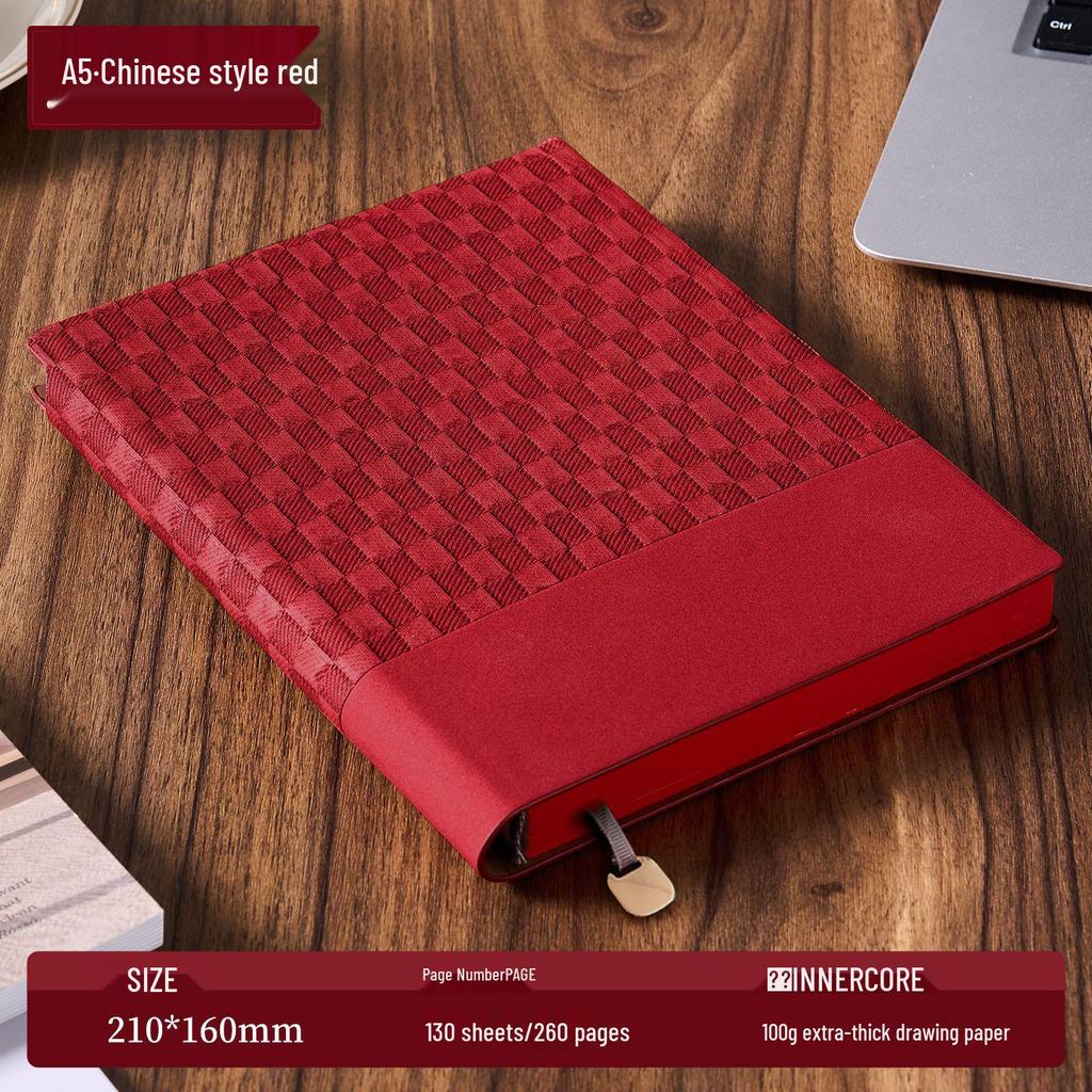 Retro Plaid A5 Soft Leather Notebook - Custom Business Diary with Thick Daolin Paper, High Aesthetic Value