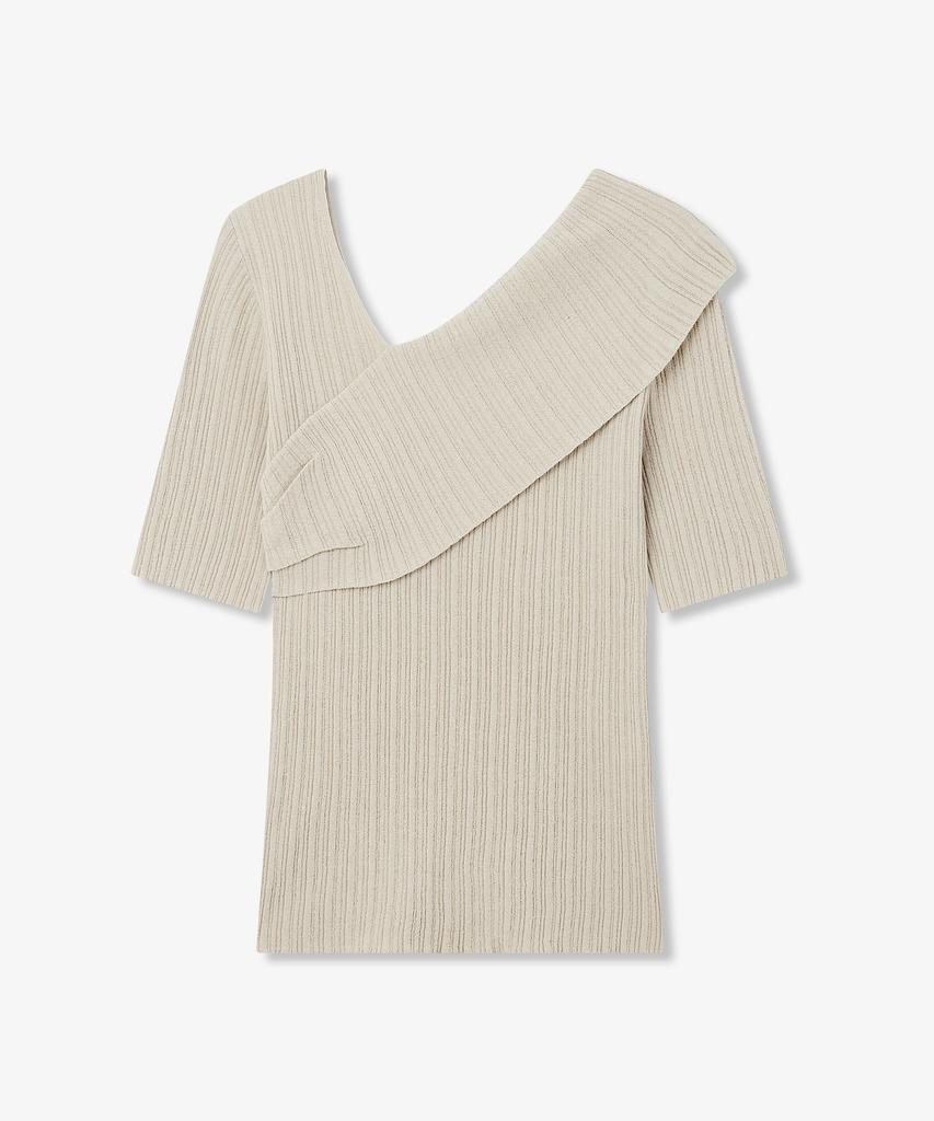 Bobeu Asymmetrical Ribbed Knit Pullover_Beige 7156350001