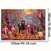 2D Mexican Festival Backdrop, Skeleton Family Party Background Cloth