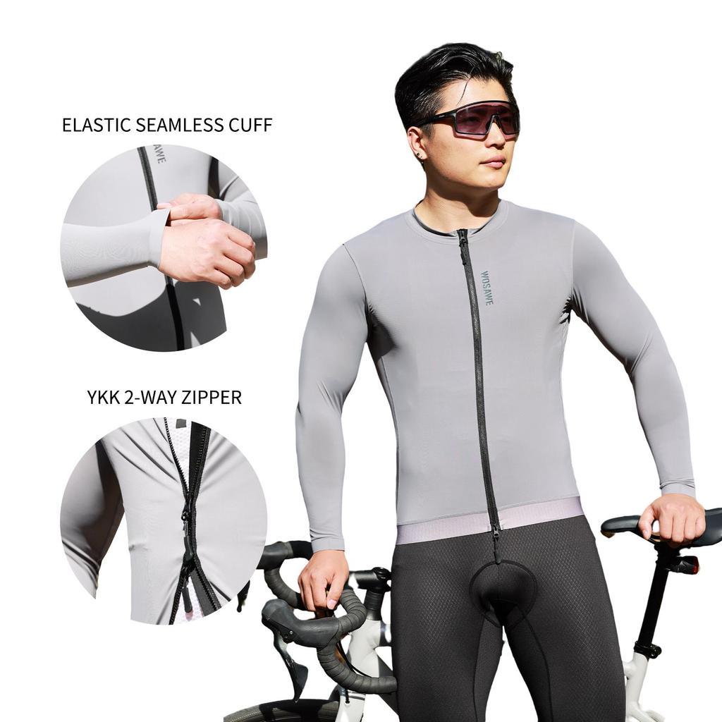 WOSAWE Summer Spring Men's Mountain Road Bike Cycling Jersey Breathable Long Sleeve Commuter Sportswear Cycling Clothing