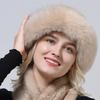 Hot Sale Rex Rabbit Fur Hats Scarf Set Elastic Knitted Winter Hat Women Genuine Warm Fur Caps Luxury Woman Fox Fur Bucket Hat