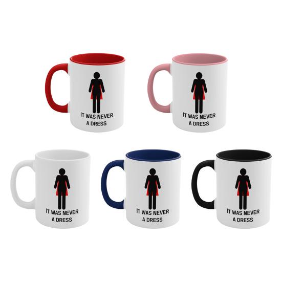 Personalizovaný keramický hrnek pro posílení žen Nikdy to nebyly šaty Motivační hrnek na kávu Trendy nápojové sklo Dárek pro milovníky kávy