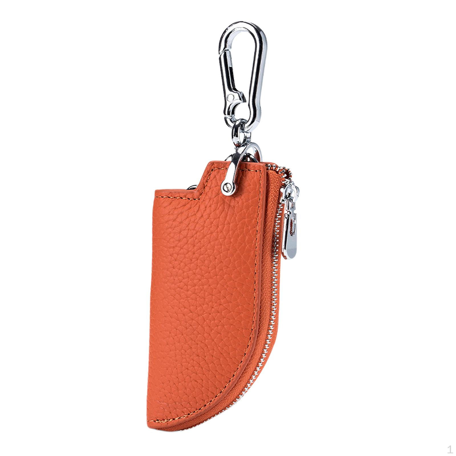 

Car Key Case Chain Zipper Bag Gifts Protector Birthday Present Vehicle Fob Orange