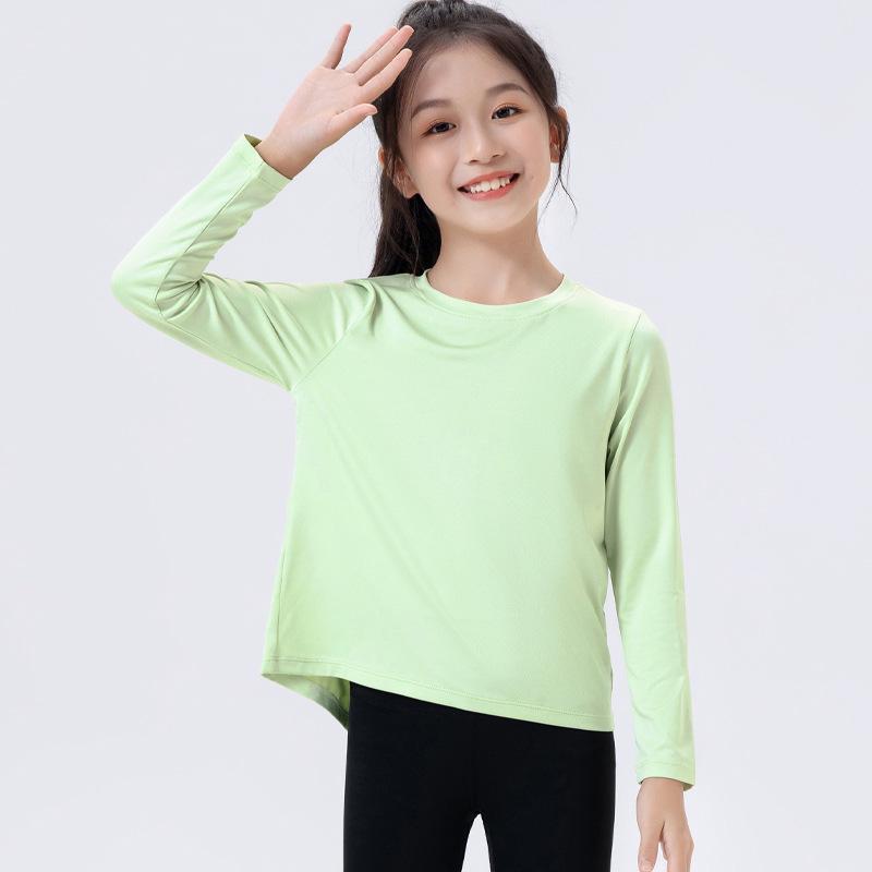 Girls' Quick-Dry Sports T-shirt: Breathable, Sweat-Wicking, Elastic, Ideal for Fitness and Yoga. Perfect for Spring and Autumn.