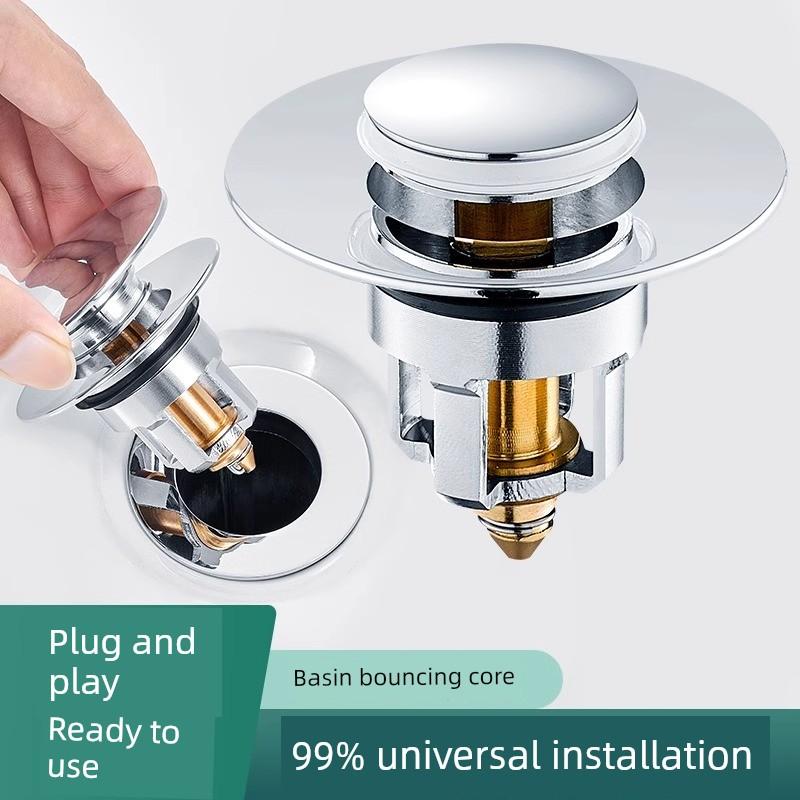 Sink Basin Pop-Up Core Anti-Odor Drain Plug Washbasin Press-Type Drain Filter Universal