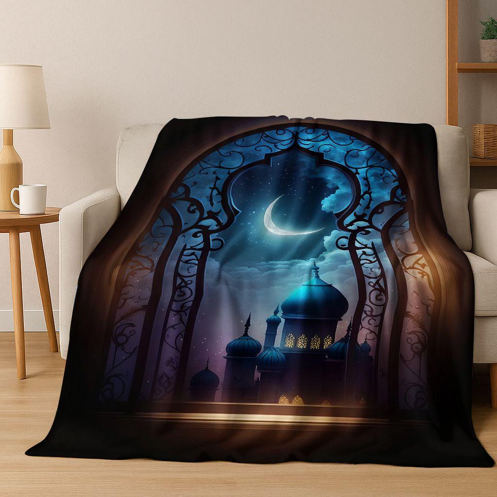 3D Islam Faith Prayer Muslim Calligraphy Flannel Blanket,Cozy Soft Throw Blanket for Home Bedroom Bed Sofa Picnic Cover Gift Kid
