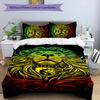 Rastafari Lion of Judah 3pcs Bedding Set Duvet Cover Closure Includes 1 Duvet Cover & 2 Pillowcases for All Seasons Bedroom Home Dorm Decor