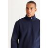 Herren Marineblau Standard Fit Normaler Schnitt Fleece Stehkragen Baumwoll-Sweatshirt