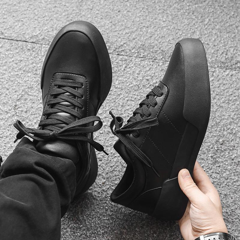 New Youthful and Trendy Solid-color  Men's Lace-up Casual Shoes Breathable Soft-soled Anti-slip and Comfortable Flat Board Shoes