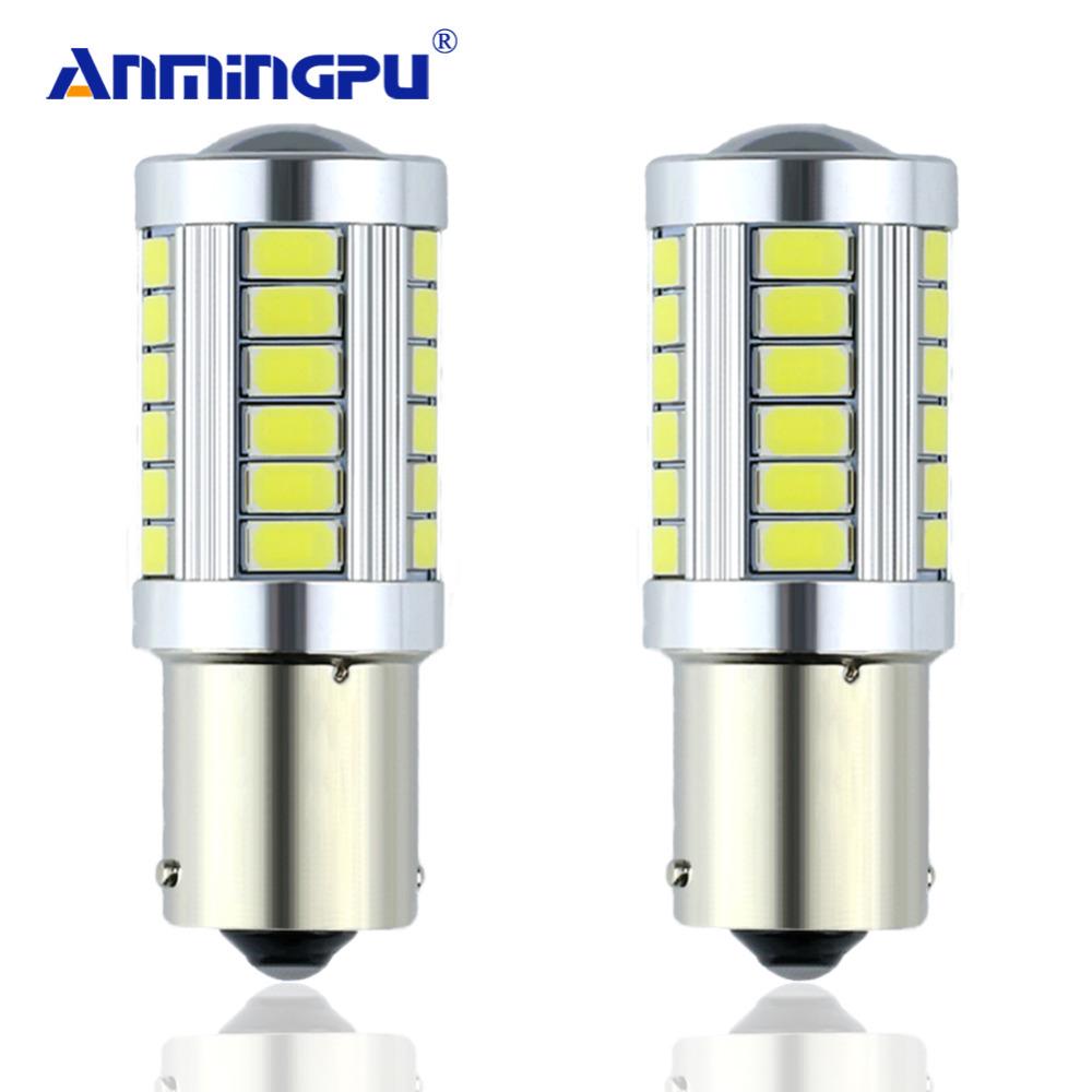 Ampoules LED 1156 BA15S 6W - Lot De 2 - Amber/Jaune/Orange - 12V-24V DC - Pour Auto, Moto, Bateau