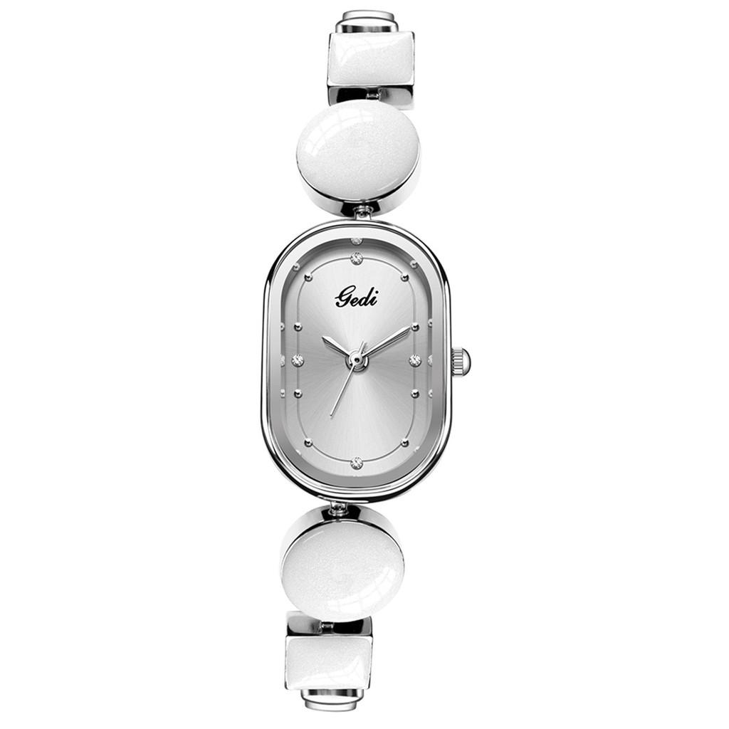 

Gedi Artistic Elliptical Womens Quartz Watch With Decorative Dial For Fashion Ladies All White