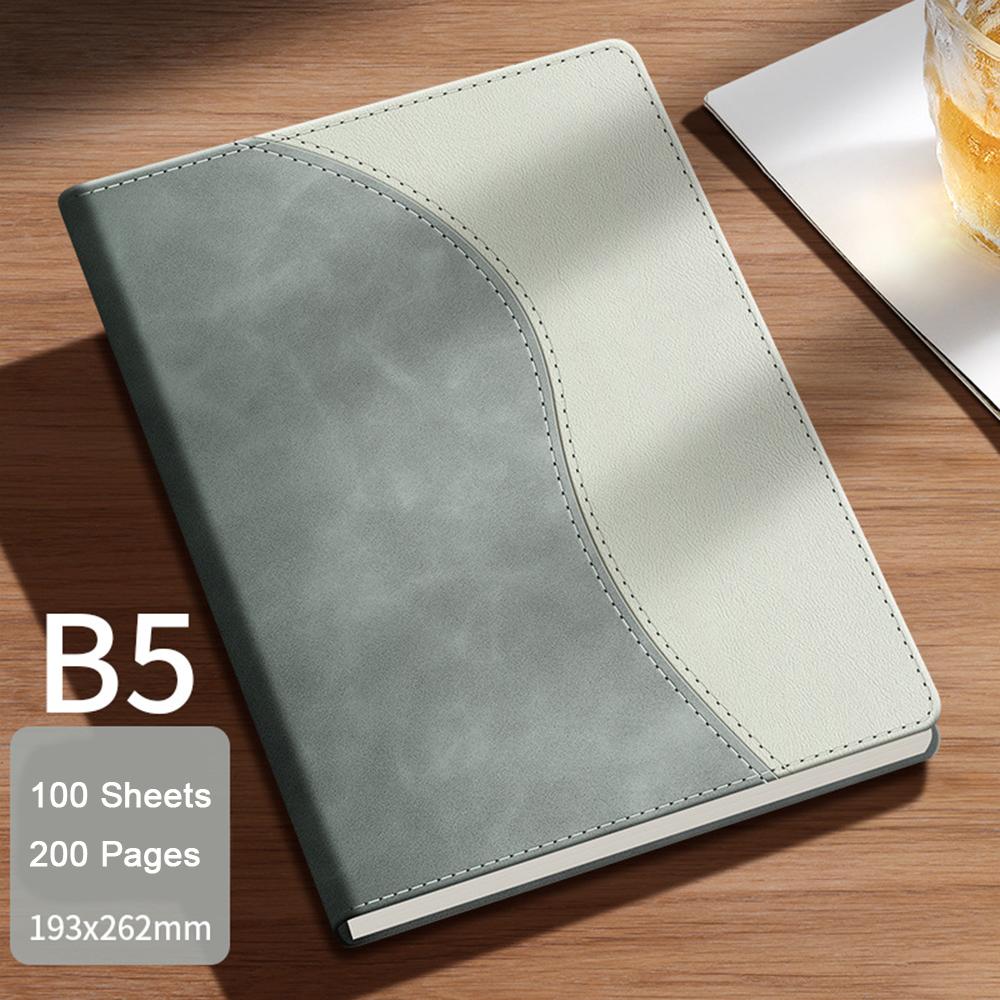 (Logo can be engraved) A5/B5 leather student subject notebook, business meeting record book, notepad, office ledger, diary, lined inner pages