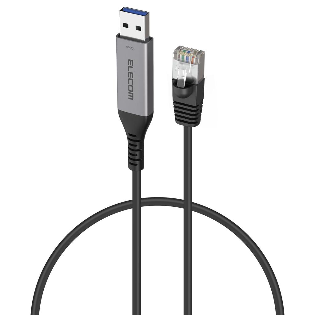 ELECOM to LAN Conversion with MAC Address USB-A Cable, CAT6, Changer, 1m, Black, LD-AL1G10BK