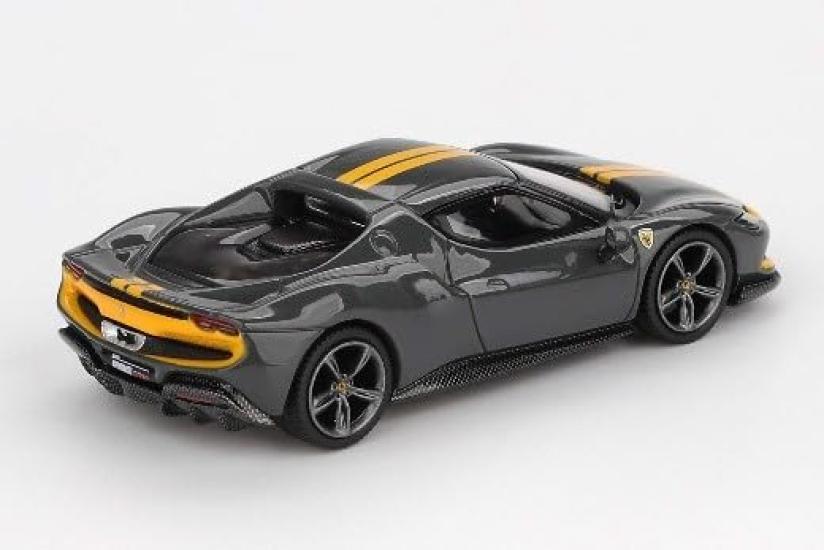 Sunrich BBR Scale Ferrari 296 GTB Assetto Fiorano Grigio Scuro Finished Product BBRFER64007 1/64 (Gray/Yellow)
