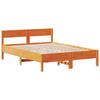 Solid Wood Bed with Shelf Without Mattress Wax Brown 135 x 190 cm
