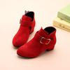 Girls' Short Boots, Autumn and Winter Fashion, Korean Version, High Heels, Princess Boots, Medium Size, Children's and Girls' Cotton Shoes