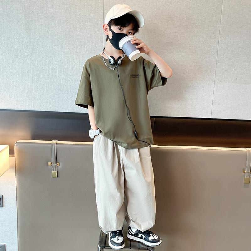 Teenager Kinder Sommer Sets für Jungen Kleidung Baumwollset Mode Kinder Locker Schönes T-Shirt+ Laternenhose Set Outfit