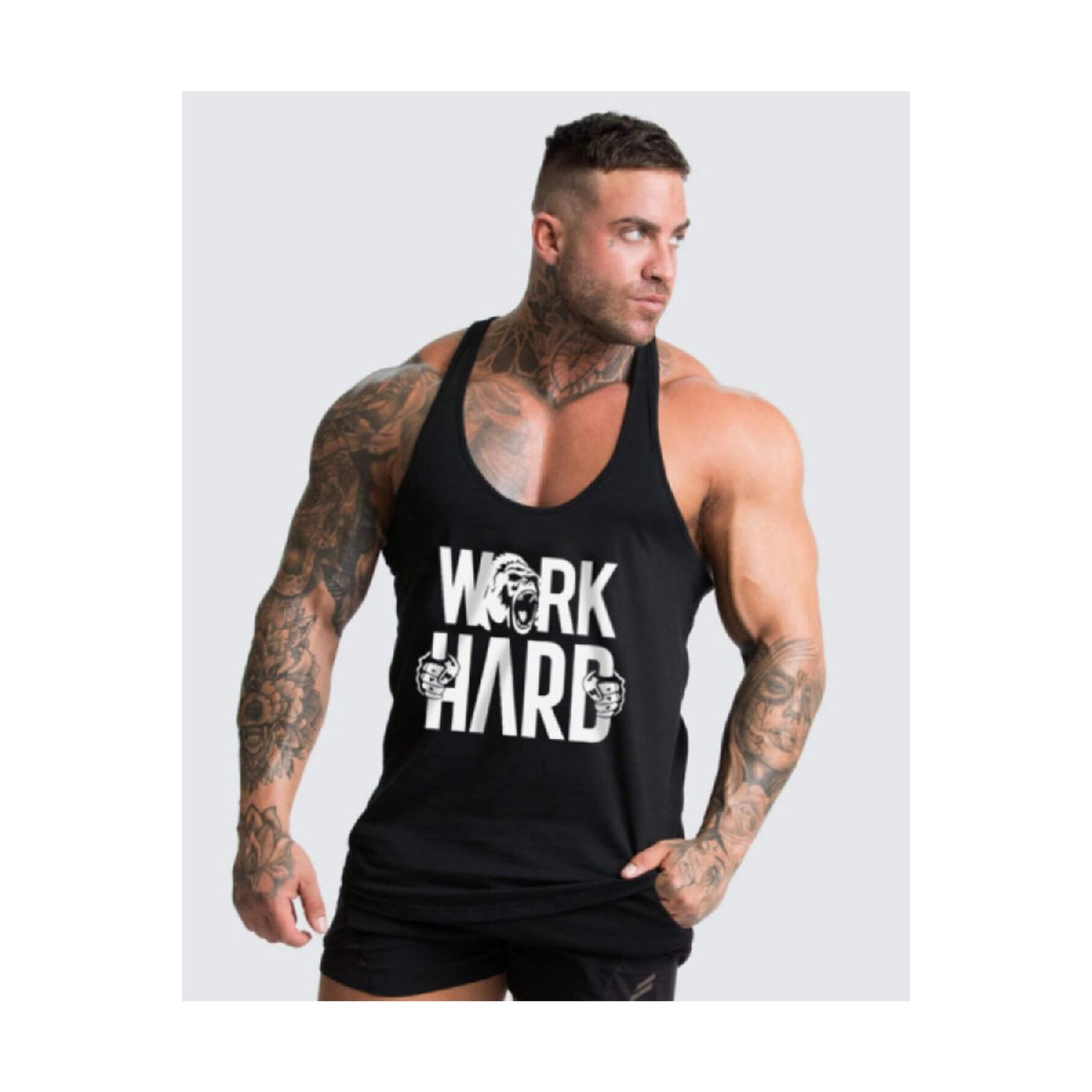

Work Hard Gorilla Gym Fitness Tank Top Athlete Tank Black