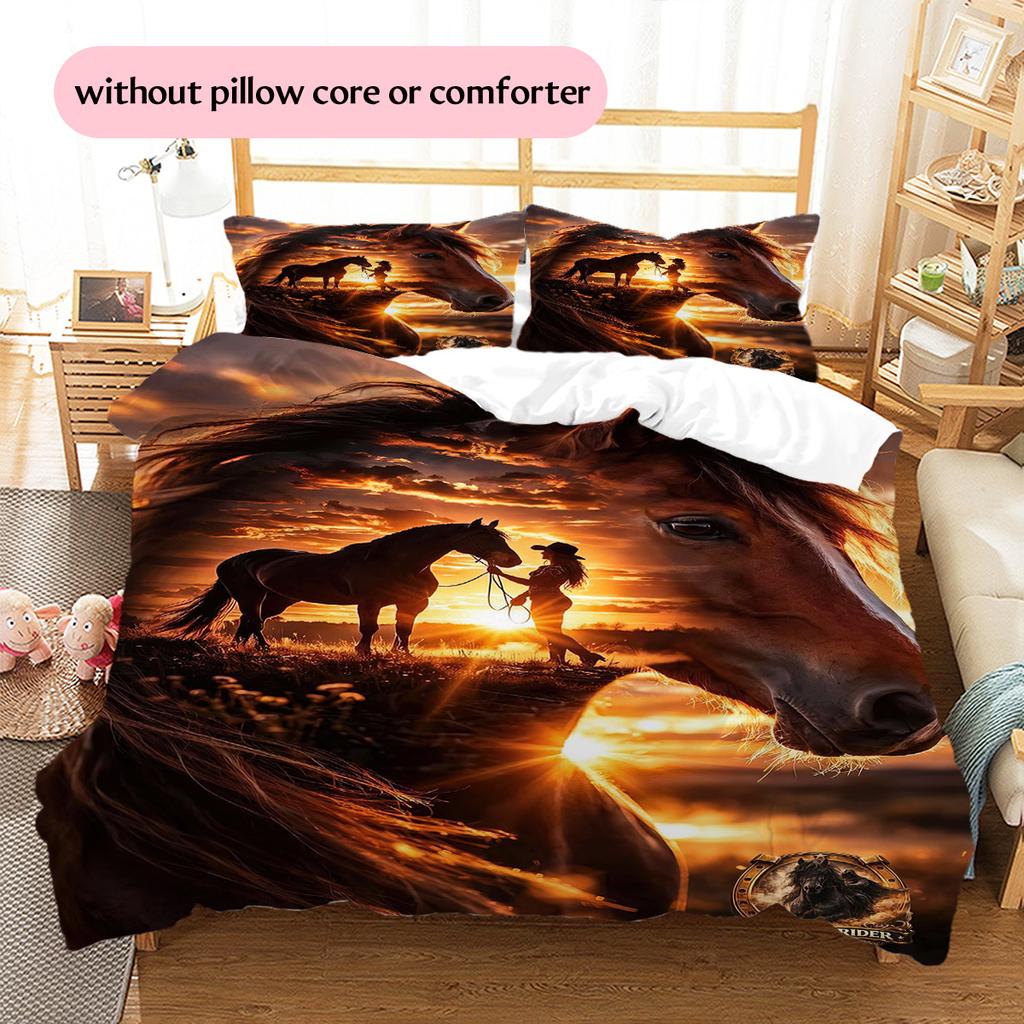 1PC Horse Bedding Quilt Set Quilt Cover Pillowcase Home Decoration Birthday Gift (1 * duvet cover + 15 * pillowcase, without core)