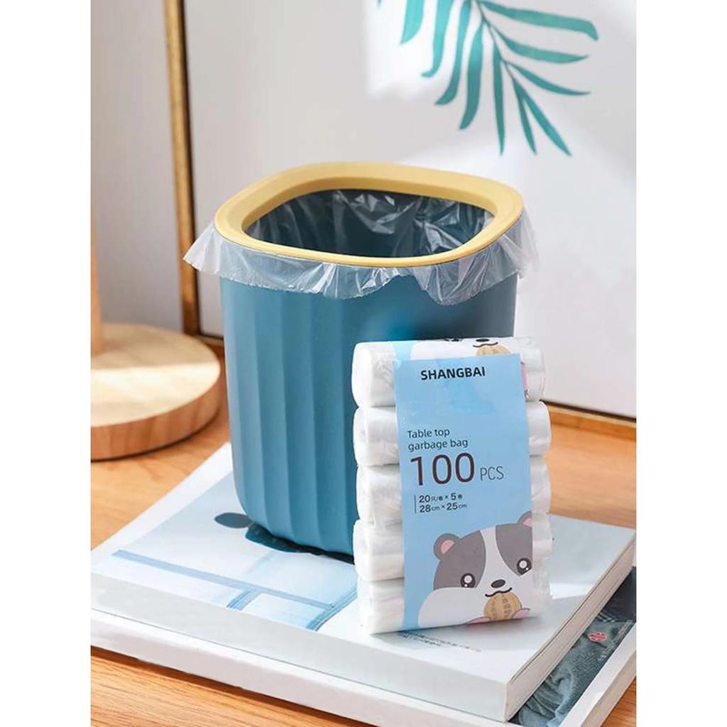 100 ADET Kalın Masaüstü Küçük Çöp Torbaları Ev Araba Mini Tek Kullanımlık Plastik Çöp Torbaları Çöp Torbası
