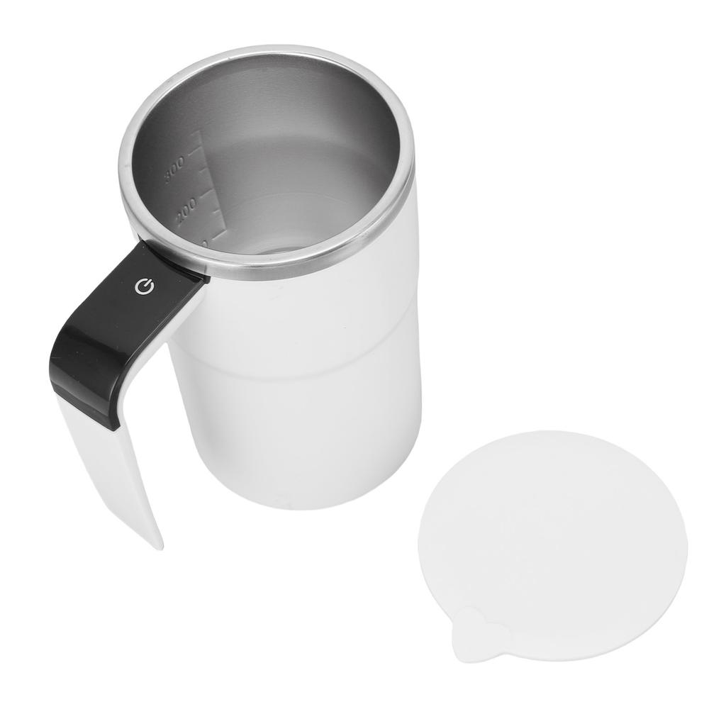 Automatischer Rührbecher 13oz Wiederaufladbar Intelligente Temperaturmessung Magnetischer Selbstmischbecher für Kaffee Weiß