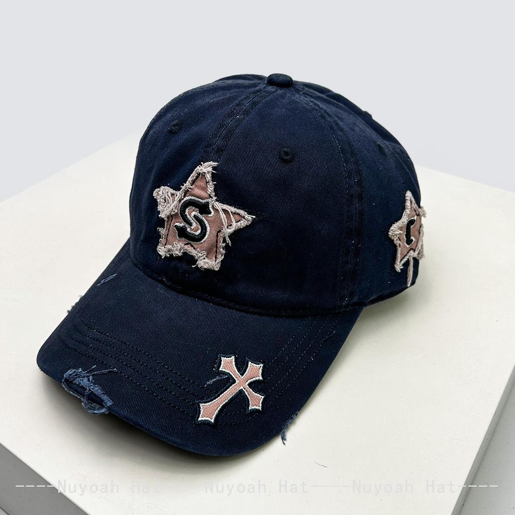 New Women'S Five Pointed Star Design Washed Cotton Baseball Cap Fashion Street Dad Hat