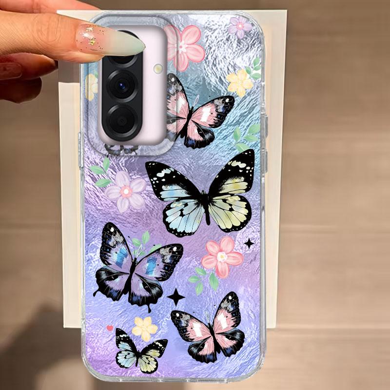 Case For Samsung Galaxy A56 A36 A16 A25 A35 A26 S25 S24 Plus Ultra FE Phone Cover Green Butterfly Gradient For  Samsung A55 Bags