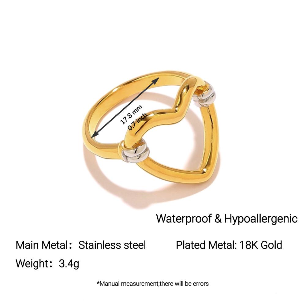 Yingtai Round Geometric Stainless Steel Titanium Ring, 18k Gold-Plated - Trendy Niche Women's Jewelry