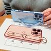 Electroplating Love Applicable iPhone17promax Hollow Love Wrist Strap Apple 16 Bracket Protective Cover 15 Soft