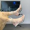 20 New open-toed sandals women's summer fashion stiletto high-heeled straps hollow high-heeled women's shoes