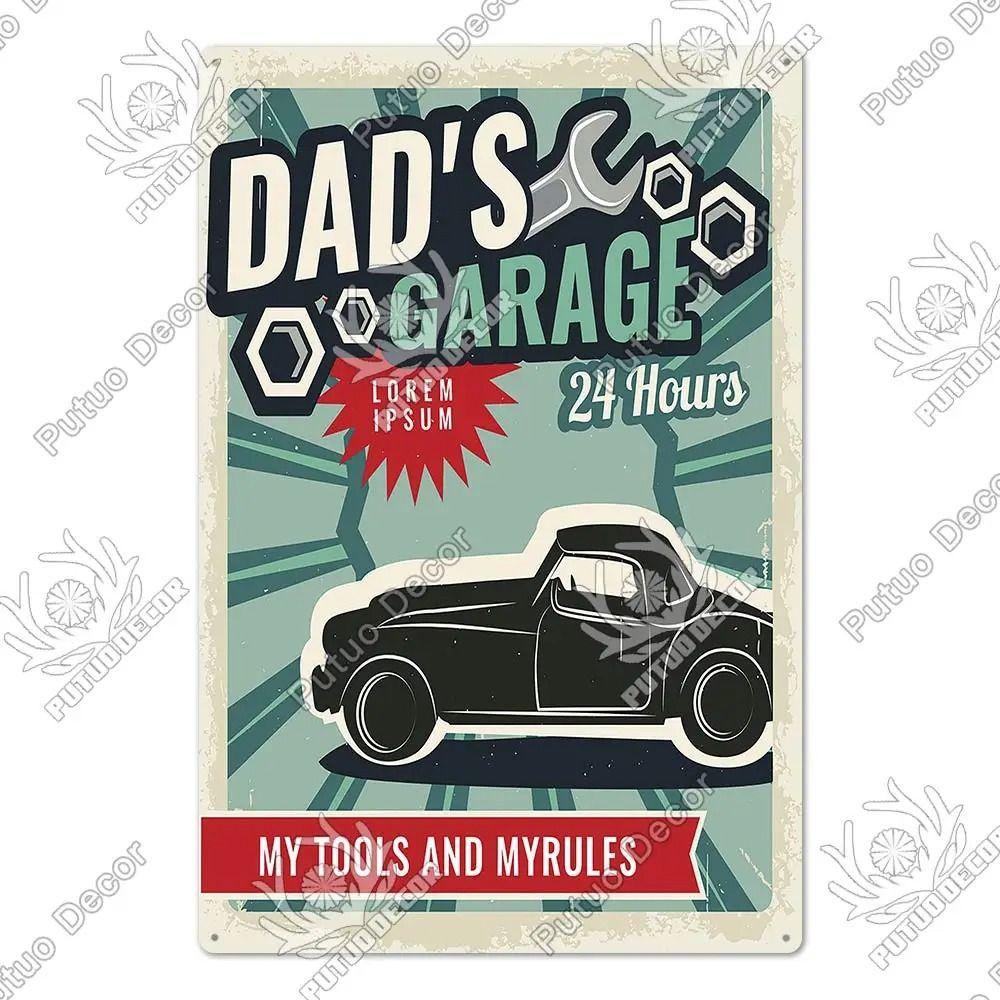 Metalowy Znak Ścienny Garage Bar, Tabliczka Dekoracyjna Wnętrza Samochodu 20x30cm