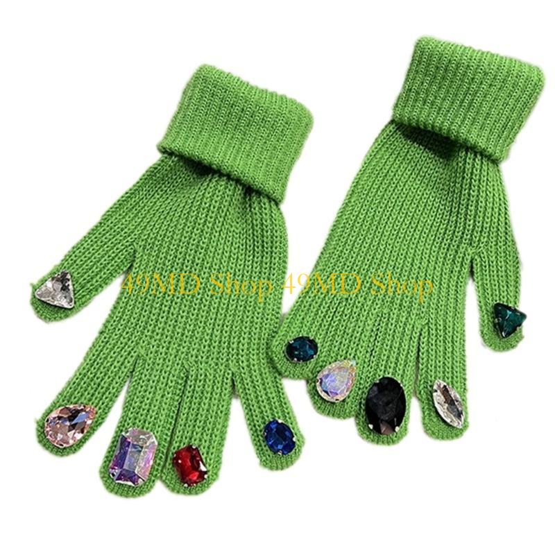 49MD Touchscreen Gloves Winter Warm Knit Gloves French Luxury Mittens Women Full Finger Gloves with