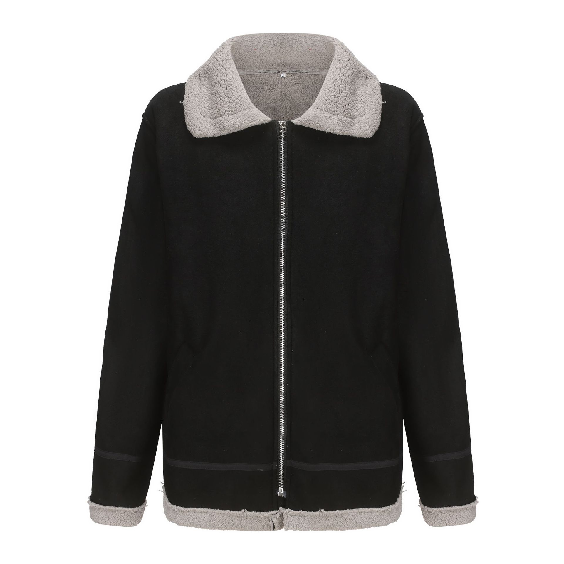 

Осенне-зимнее европейское и американское независимое мужское шерстяное пальто с искусственным мехом 5XL серый