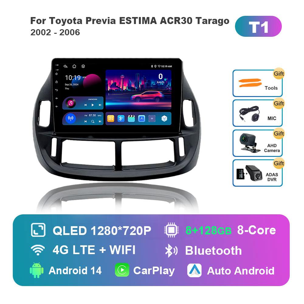 Car Radio Multimedia Player Android 14 for Toyota Previa ESTIMA ACR30 Tarago 2002 - 2006 GPS 4G WiFi Bluetooth Split Screen