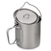 Ultraleichter 750ml Titan Topf Tragbarer Titan Wasserbecher Tasse mit Deckel und Klappgriff Outdoor Camping Kochen