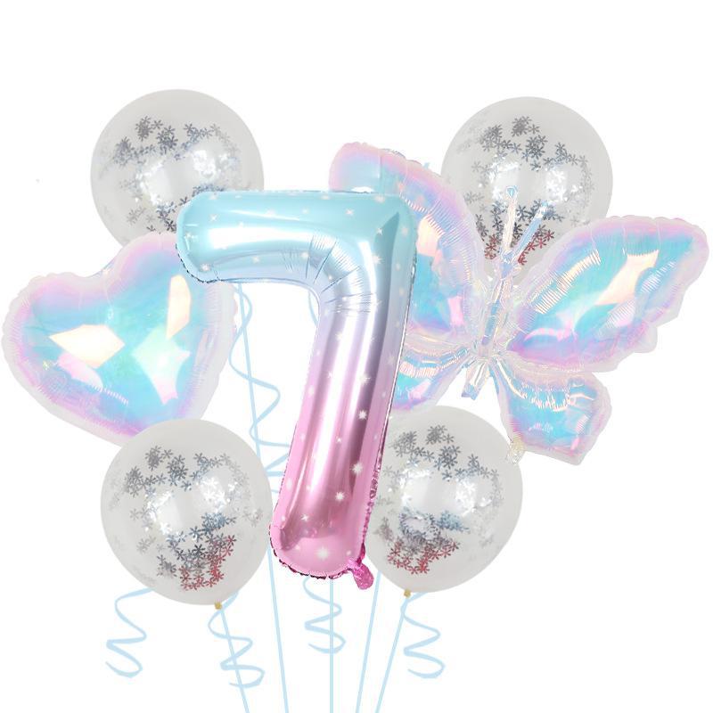Colorful Transparent Butterfly Balloon Color Sequins Latex Set One Year Old 40 Inch Starry Sky Digital Birthday Party Arrangement