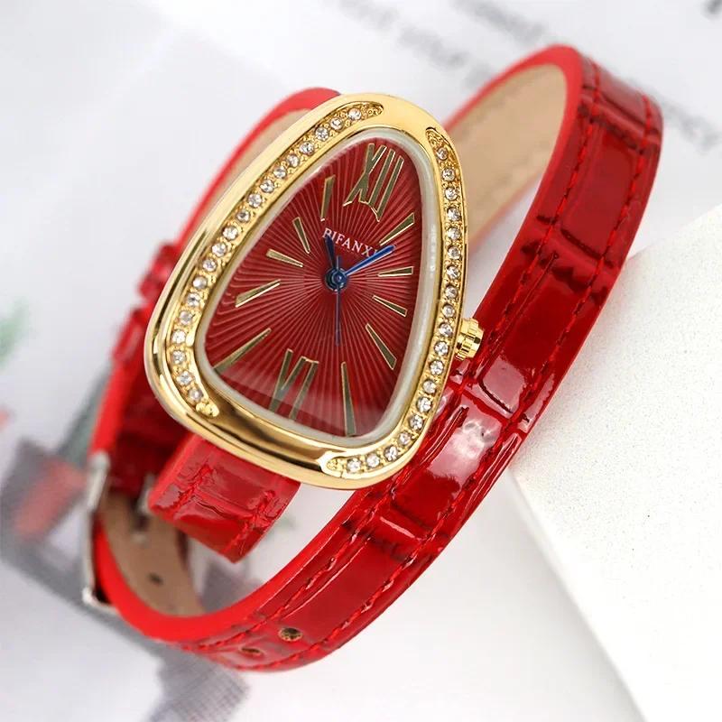 AAA Unique Top Brand Snake Quartz Watches Women Fashion Shape Simple Ladies Women's Watch leather Strap Waterproof Wristwatches