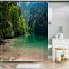 Natürliche Waldbaum-Landschaft Duschvorhang Badezimmer Wasserdicht Polyestergewebe Badezimmervorhang 3D-Druck Duschwandmatte