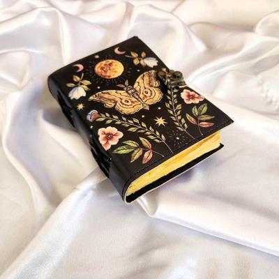 Leather Journal Printed Butterfly Notebook, Travel Dairy, Leather Sketchbook, Dream Journal, Writing Gift, Leather Dairy, Personalized Gift.
