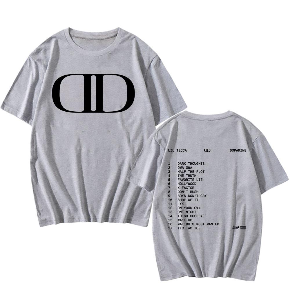 Lil Tecca DOPAMINE Camiseta del Álbum Impresión Gráfica de Rapper Camisetas de Moda Camiseta de Algodón de Manga Corta Unisex Streetwear Hip Hop Camisetas para Hombre