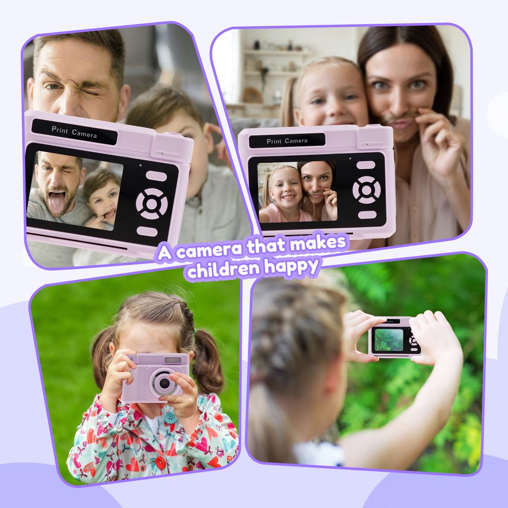 Instant Print Camera for Kids 1080P HD Video Camera with 32GB Child Birthday Festival Gifts Travel Selfie Digital Camera Toys